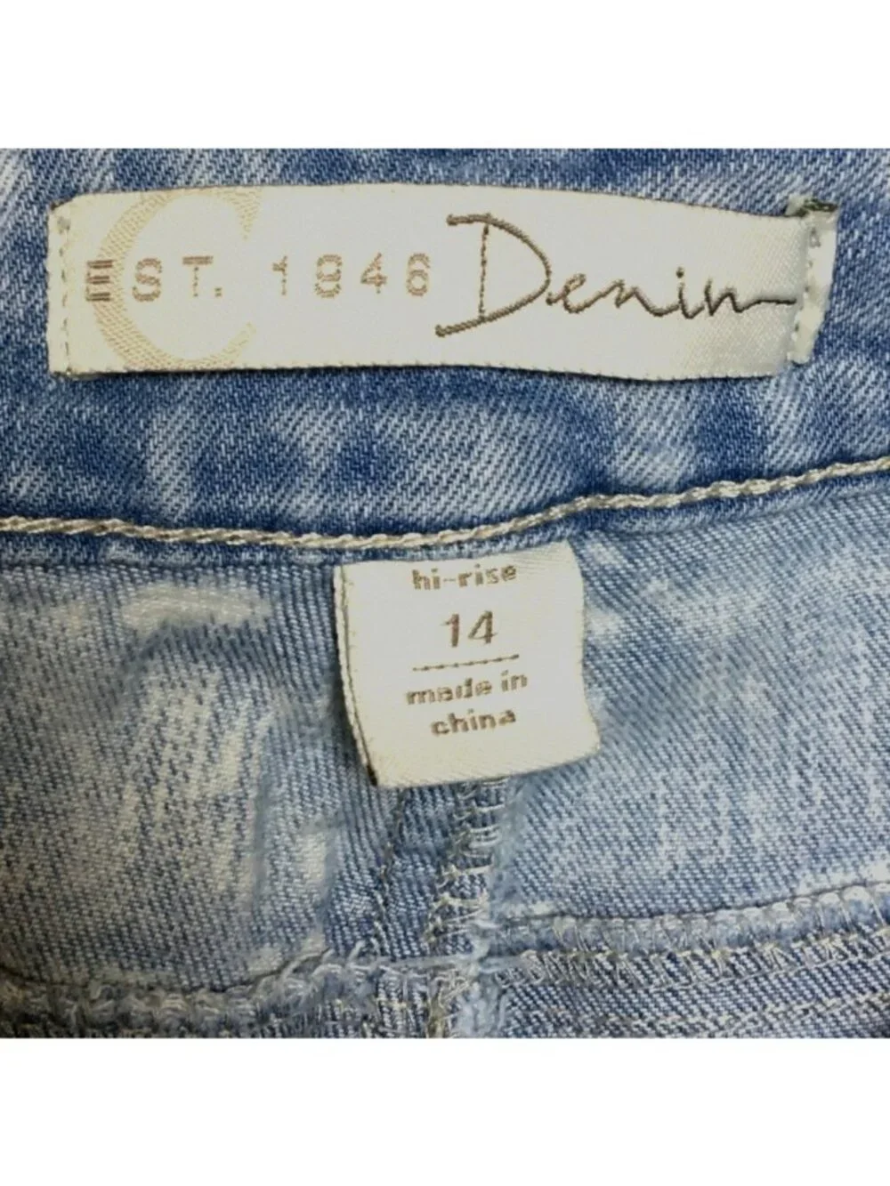 Est 1946 Cato Womens Denim Light Blue Distressed High-Rise Cropped Jeans Size 14 - Picture 5 of 6